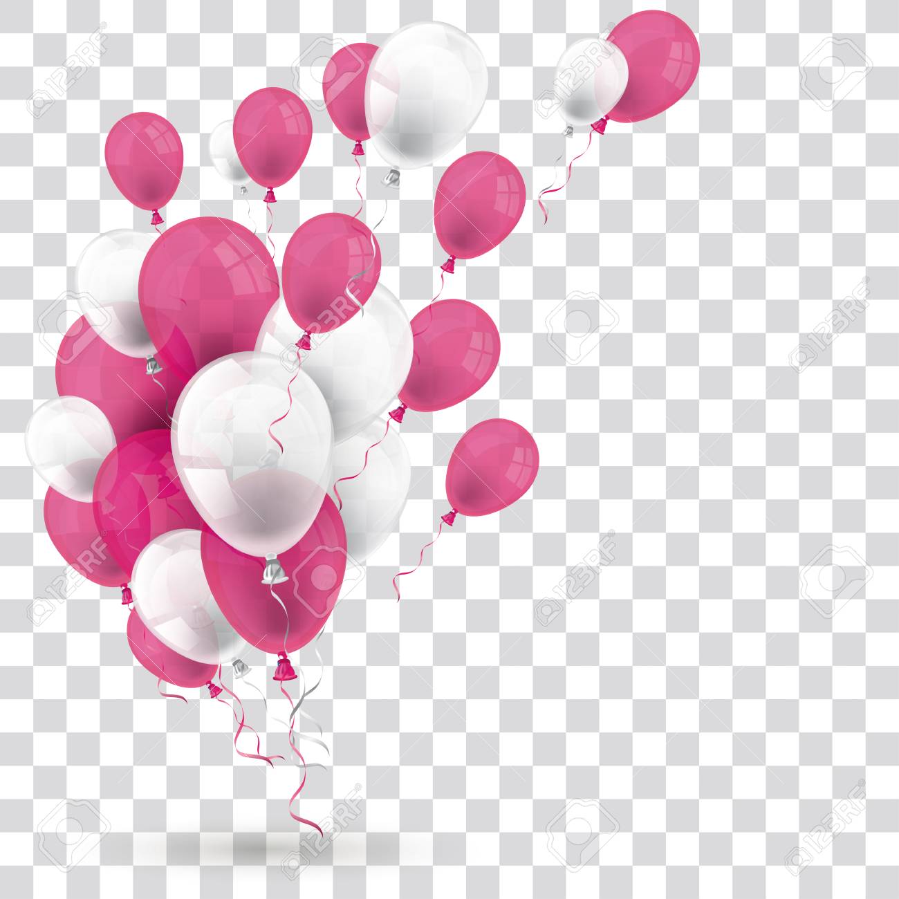 チェックの背景にピンクと白の風船 Eps 10 ベクトル ファイル のイラスト素材 ベクタ Image