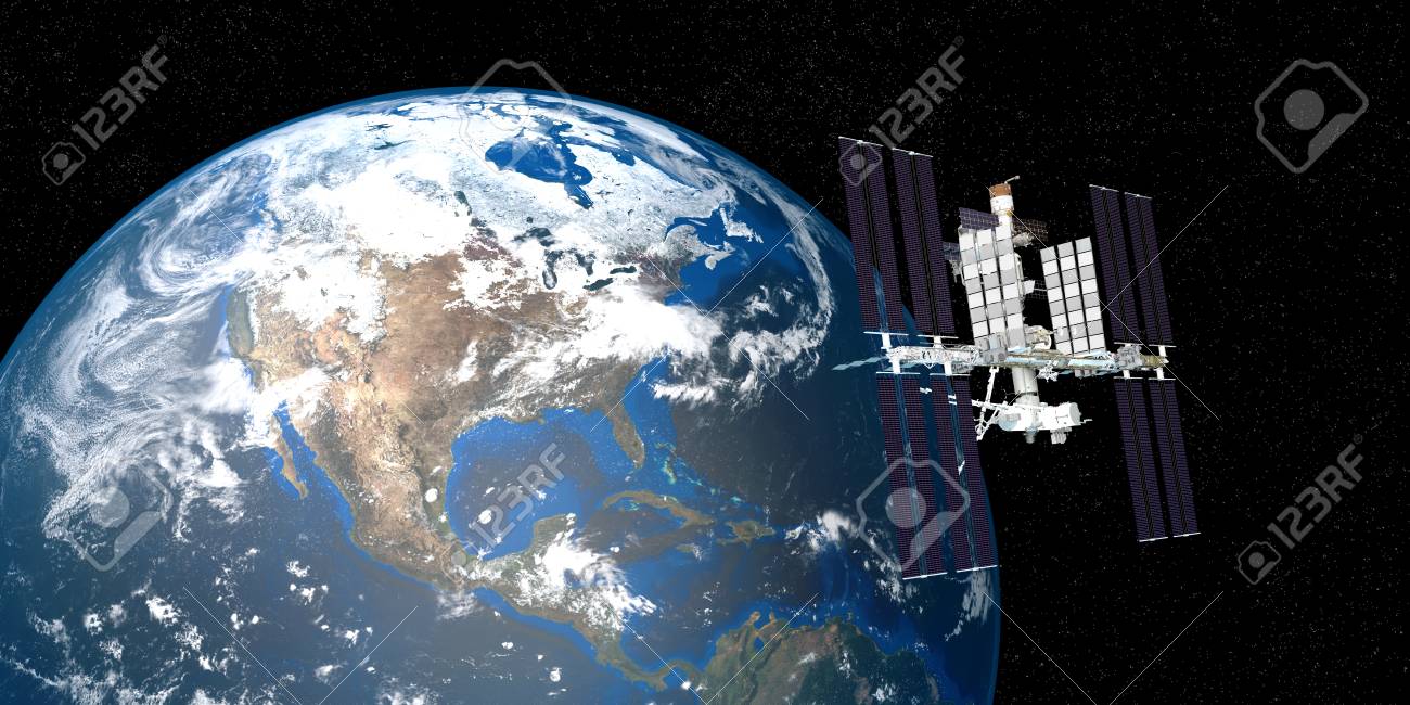 Extrem Detaillierte Und Realistische Hochauflosende 3d Darstellung Der Internationalen Raumstation Iss Die Die Erde Umkreist Geschossen Vom Raum Elemente Dieses Bildes Sind Von Nasa Iss International Weltraum Station Orbiting Orbit Globus 3d