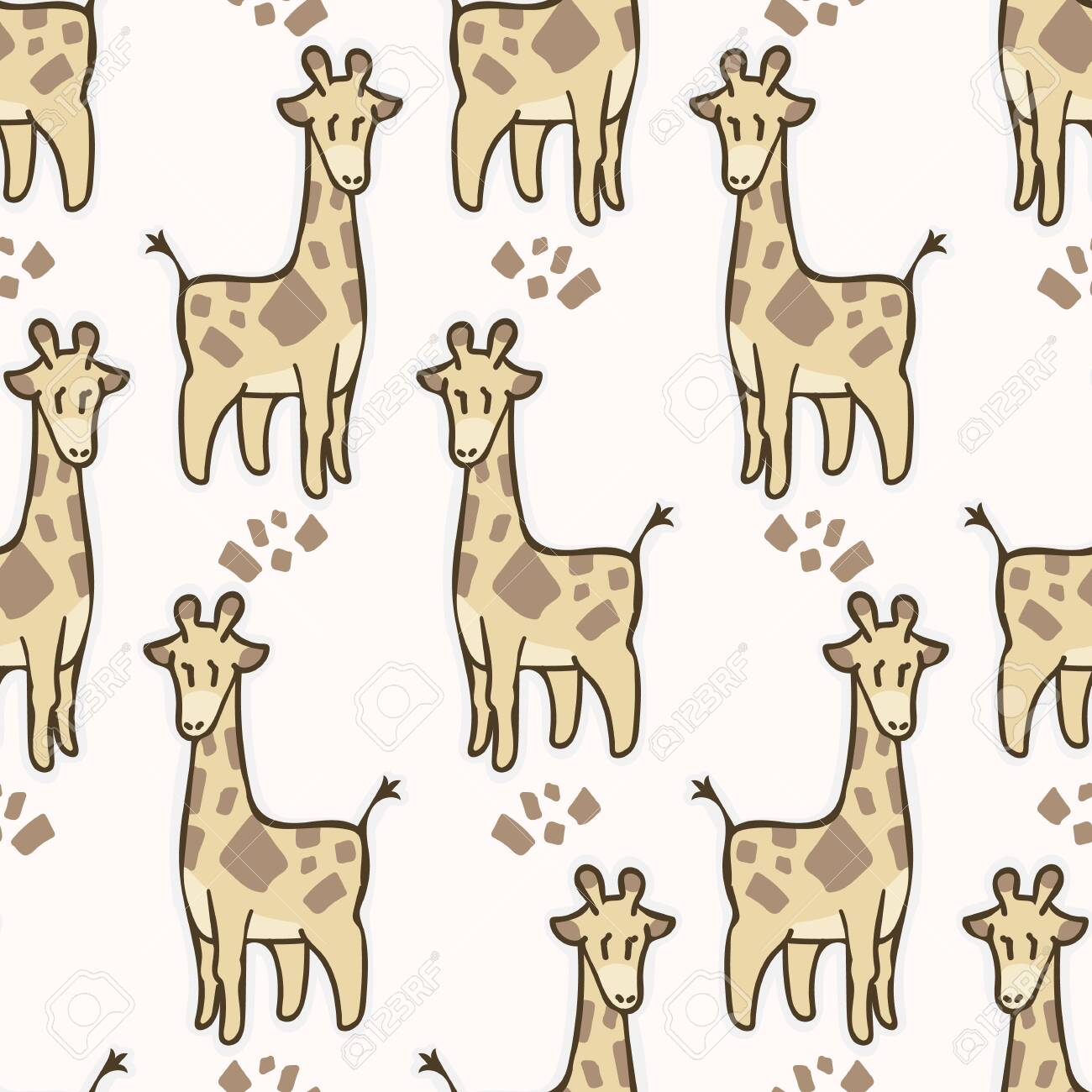 Adorable Cartoon Giraffe Seamless Vector Pattern Hand Drawn Royalty Free Cliparts Vectors And Stock Illustration Image 139563847