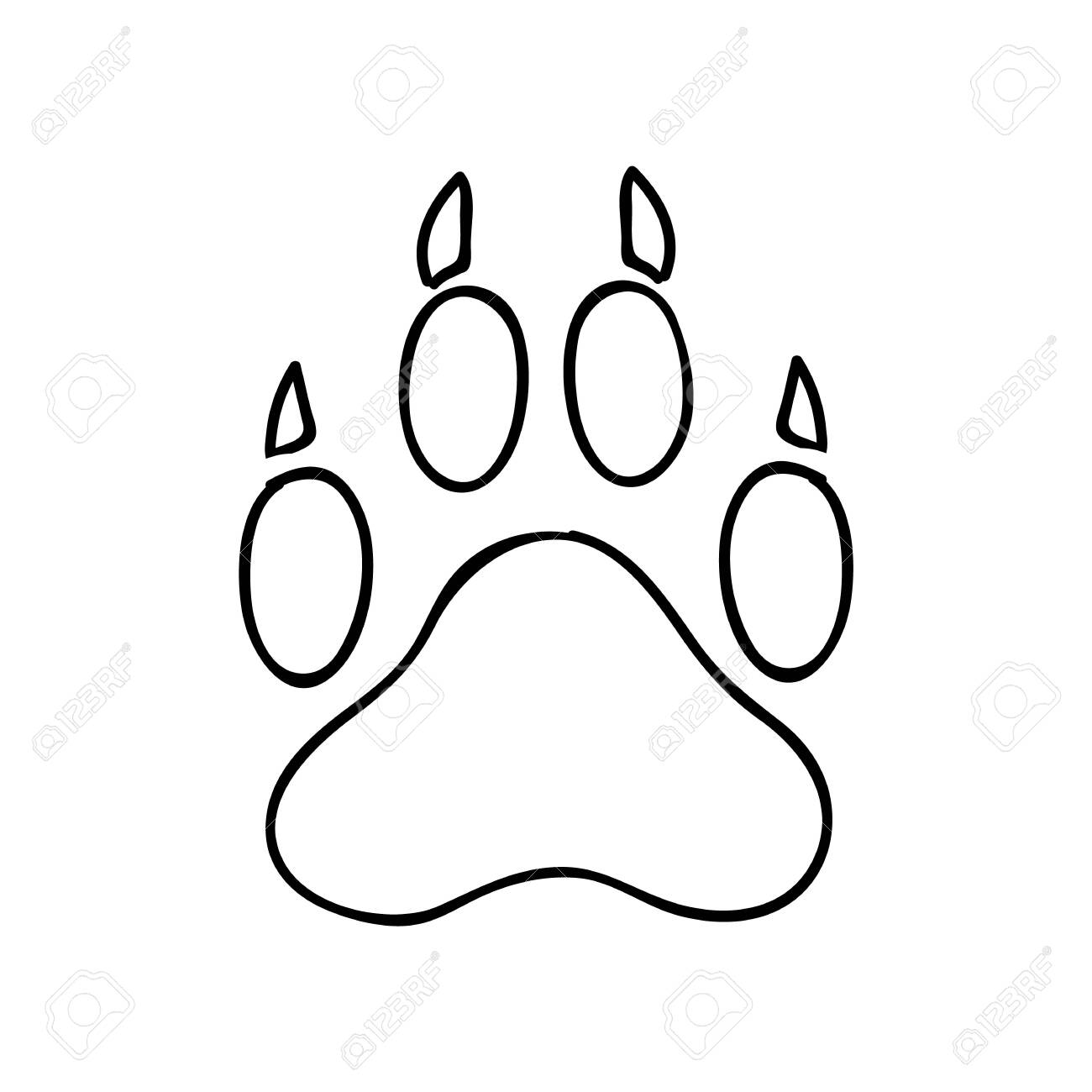 Cute Cartoon Monochrome Dog Paw Print Lineart Vector Clipart. Wildlife Animal Foot Print For Dog Lovers. Stylized Fun Kids Nature Trail. Illustration Mark. Isolated Claw Walking Print. Royalty Free SVG, Cliparts, Vectors, Cute Cartoon Monochrome Dog Paw Print Lineart Vector Clipart. Wildlife Animal Foot Print For Dog Lovers. Stylized Fun Kids Nature Trail. Illustration Mark. Isolated Claw Walking Print. Royalty Free SVG, Cliparts, Vectors,