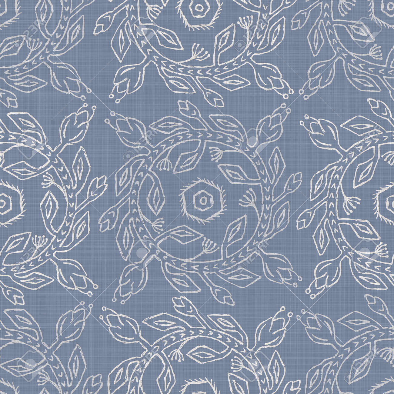 Seamless french farmhouse damask linen pattern. Provence blue white woven texture. Shabby chic style decorative fabric background. Textile rustic all over print - 159343944 Seamless french farmhouse damask linen pattern. Provence blue white woven texture. Shabby chic style decorative fabric background. Textile rustic all over print - 159343944