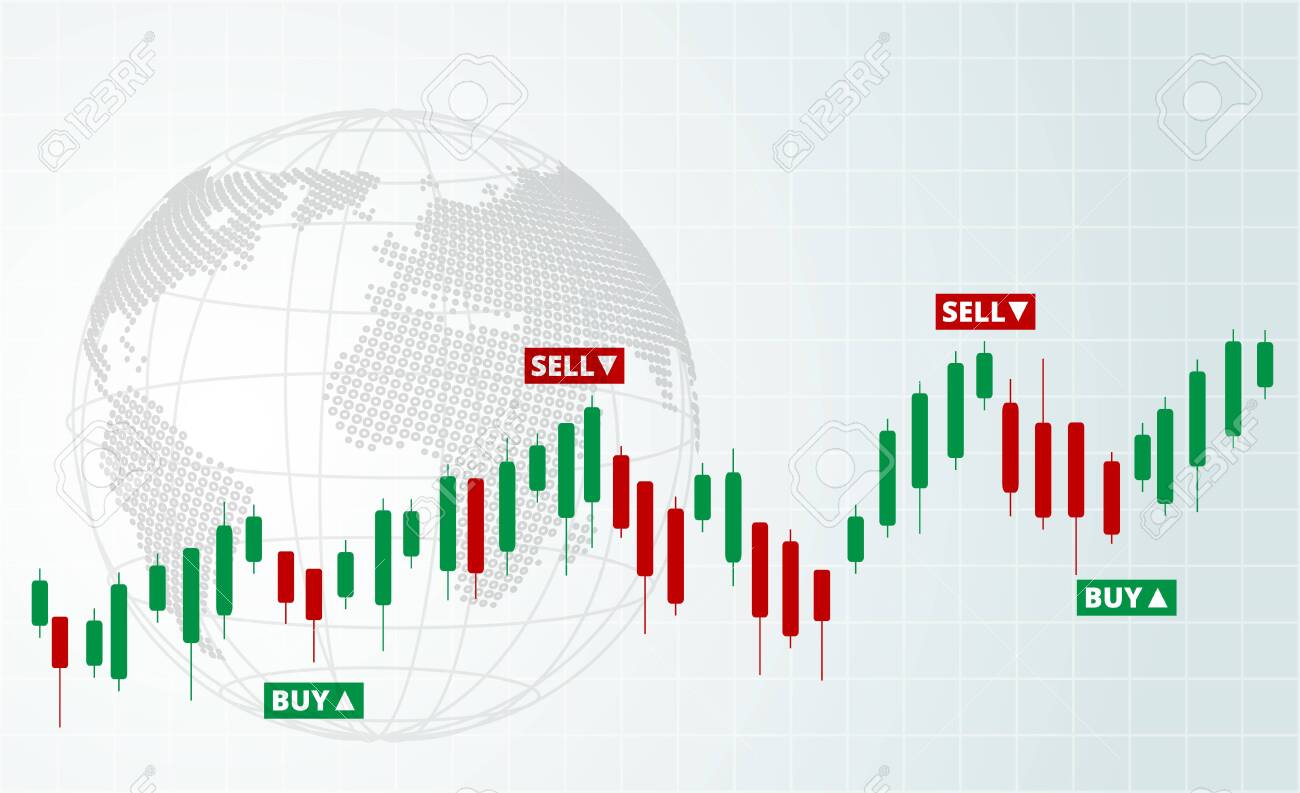 세계의 증권 FX 거래 거래소. 구매 및 판매 신호, 주식 시장 투자 거래. 흰 바탕. 벡터. 로열티 무료 사진, 그림, 이미지 그리고  스톡포토그래피. Image 153233433