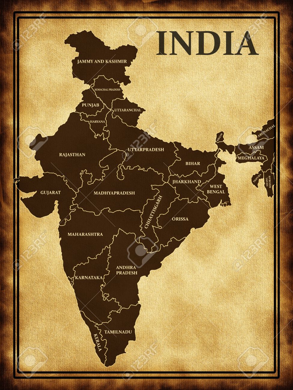 Old Map Of India Map Of India On The Old Background Stock Photo, Picture And Royalty Free  Image. Image 12044830.