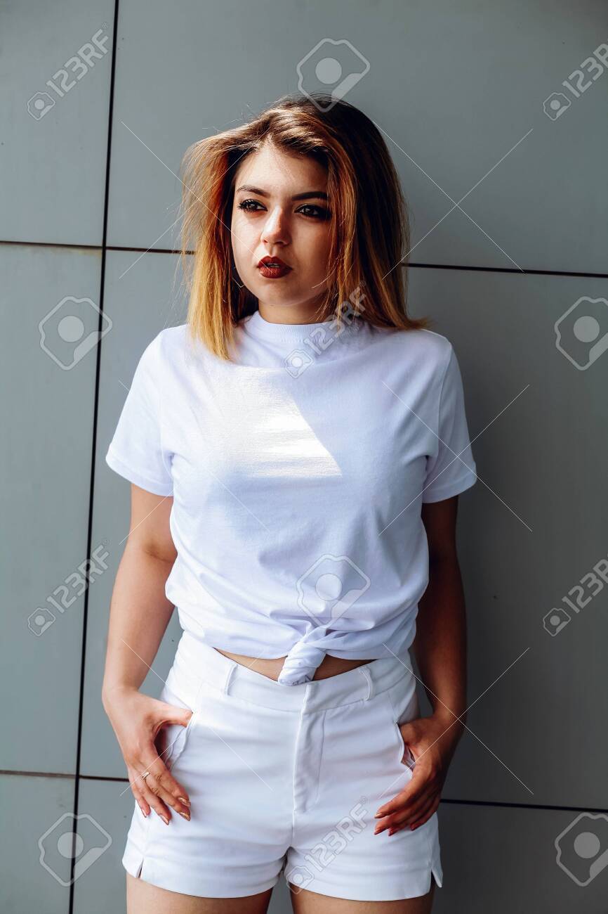 girl in white shorts