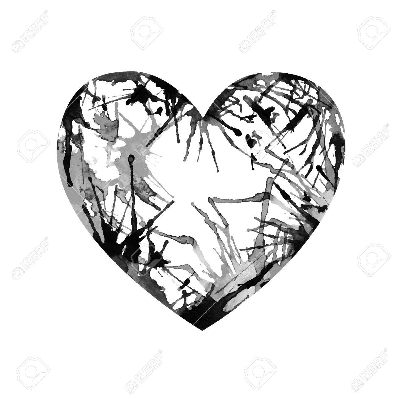 Vector Aquarell Herz Auf Weissem Hintergrund Schwarzes Spritzen Herz Lizenzfrei Nutzbare Vektorgrafiken Clip Arts Illustrationen Image 69004134