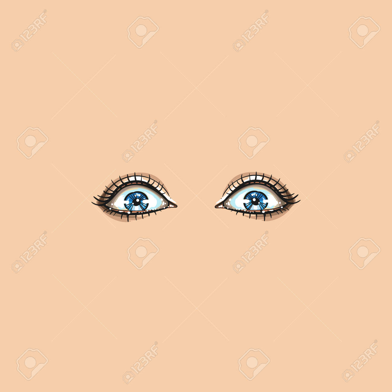 Close-up scared face of beautiful woman with beautiful blue eyes and big pretty eyelashes. Macro of human eyes - surprise or shock, looking at camera. - 164110830 Close-up scared face of beautiful woman with beautiful blue eyes and big pretty eyelashes. Macro of human eyes - surprise or shock, looking at camera. - 164110830