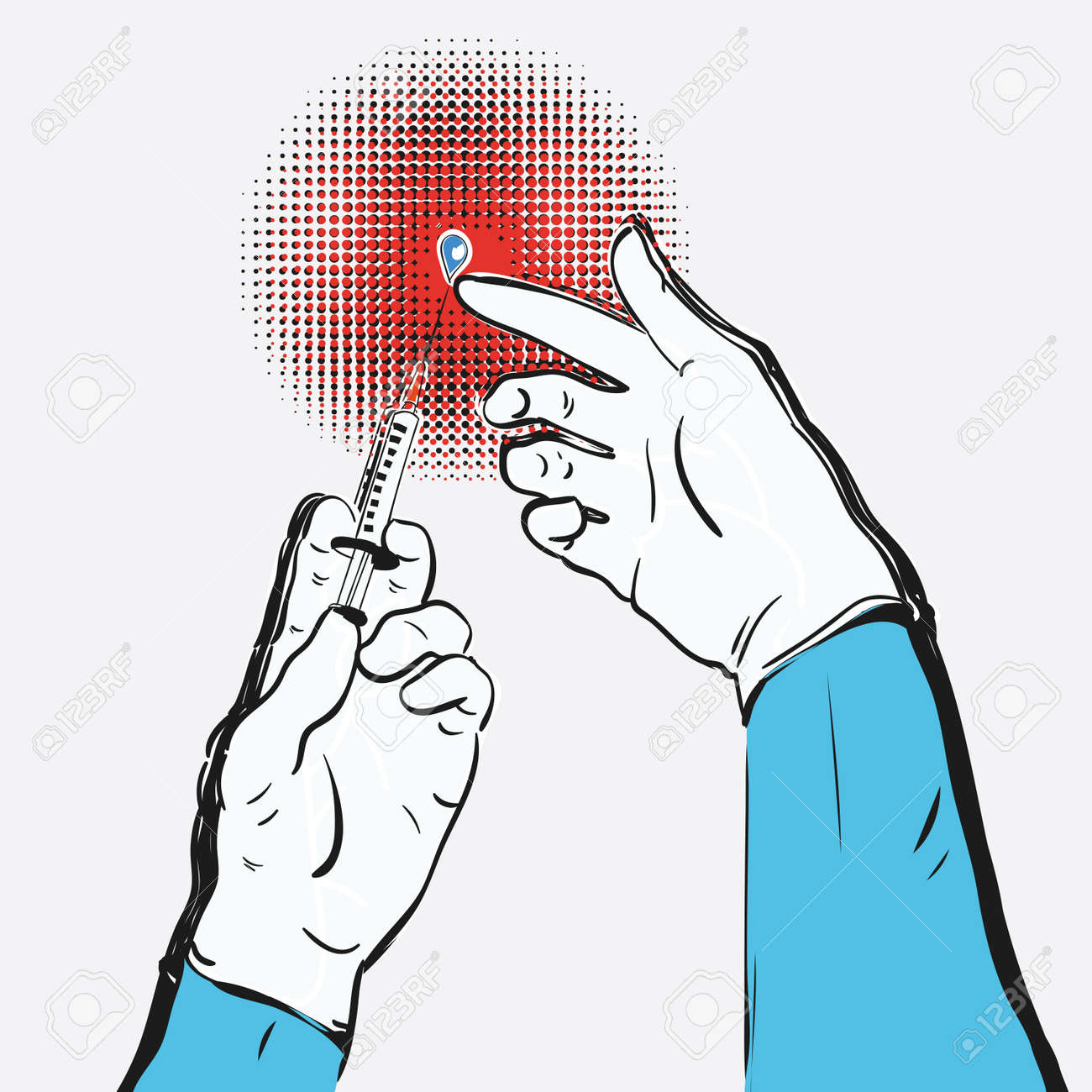 Hands holding or showing medical syringe vector illustration freehand drawing - 163540625 Hands holding or showing medical syringe vector illustration freehand drawing - 163540625