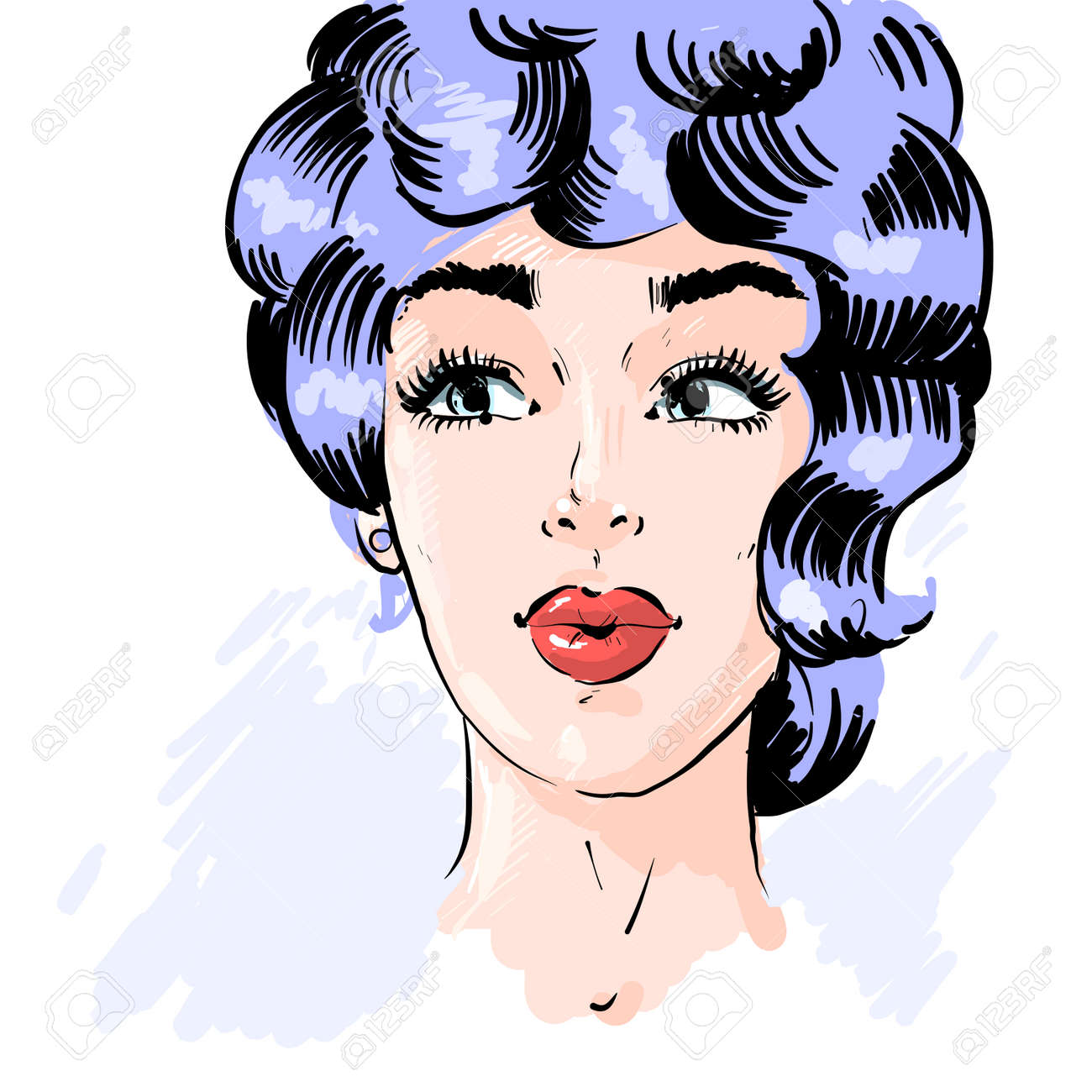 Beautiful pin up surprised woman in the pop art comics style. Vector EPS10 illustration. - 166512483 Beautiful pin up surprised woman in the pop art comics style. Vector EPS10 illustration. - 166512483
