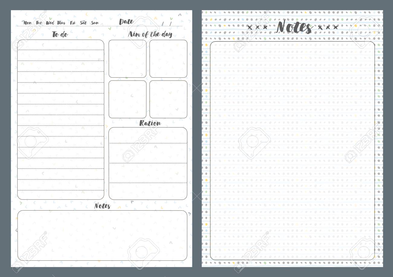 notebook pages template daily and notes vector illustration notes pages template