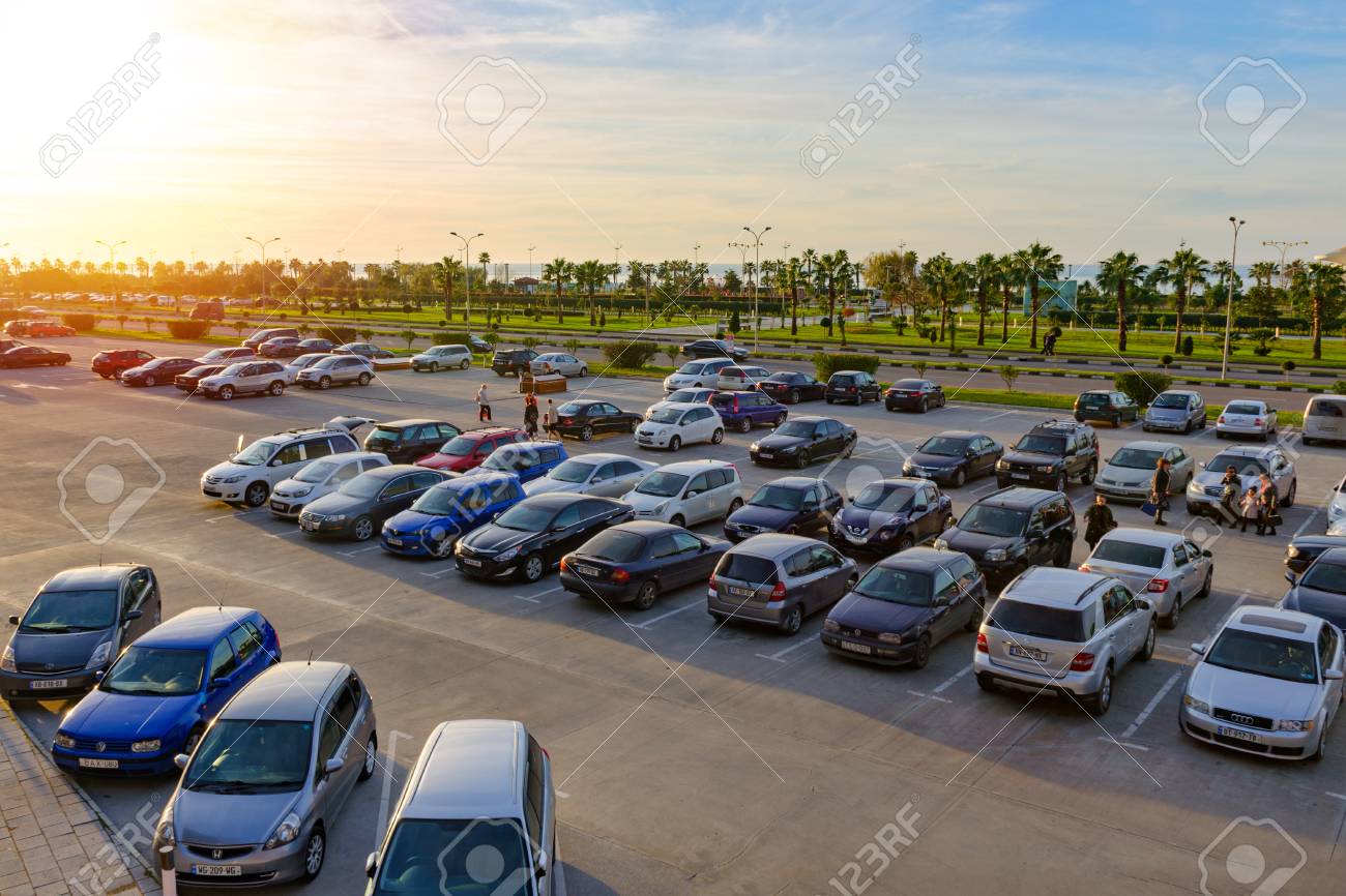 Batumi Georgia 2017 12 03 A Lot Of Cars At Open Parking People