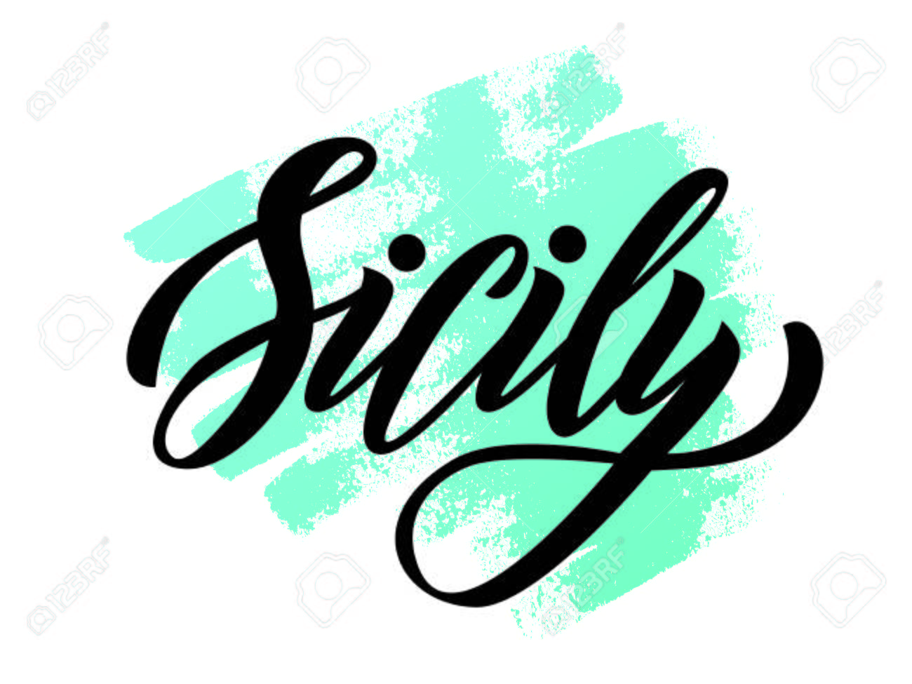 vector lettering of word sicily modern calligraphy as template