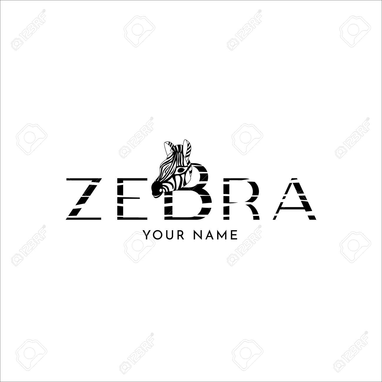 Zebra Logo Design With Head Of Wild Animal. Black And Withe Stripes. Vector  Illustration. Texture Letters. Logotype For Store, Shop, Other Your Project  Клипарты, SVG, векторы, и Набор Иллюстраций Без Оплаты Отчислений.