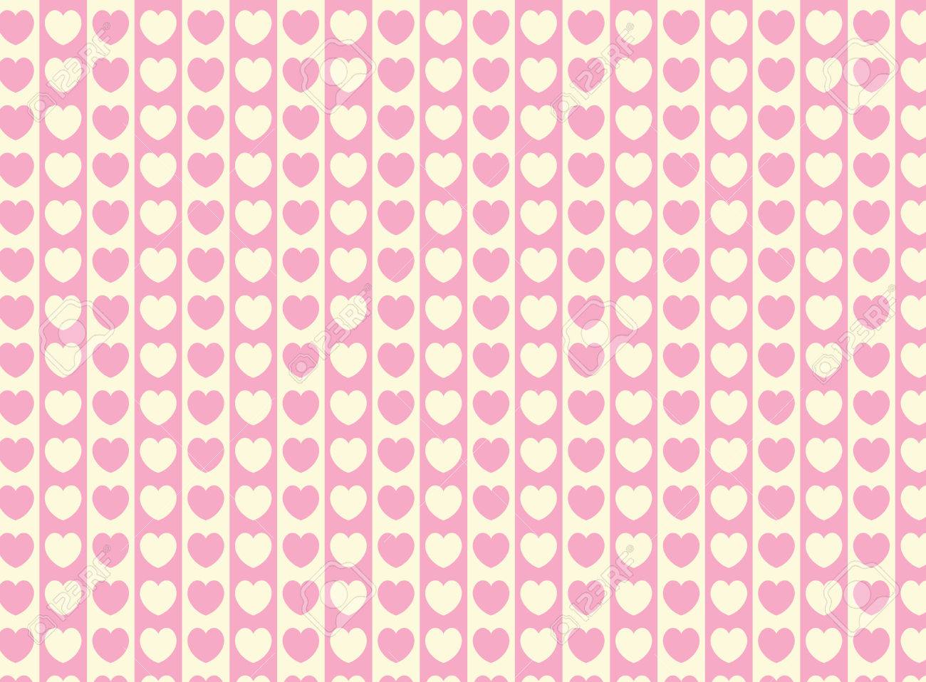 スウォッチ心ストライプ ピンクの生地の壁紙とエクリュ バレンタイン ボーダーに一致します のイラスト素材 ベクタ Image
