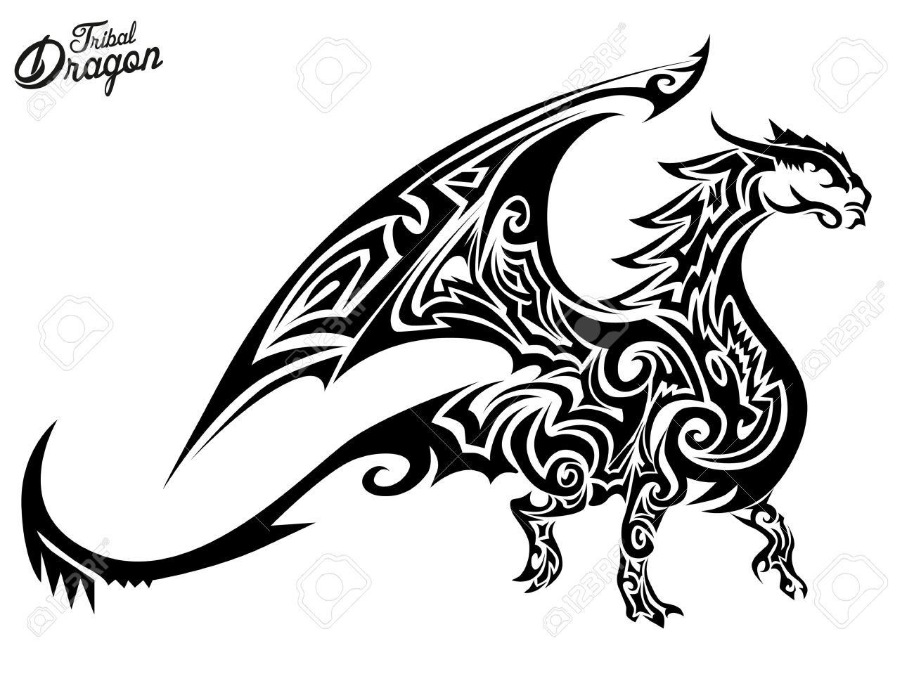 tribal dragon royalty free cliparts vectors and stock illustration
