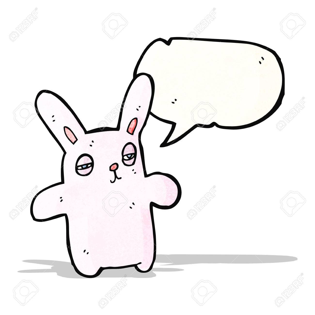 疲れているピンクのウサギを漫画します のイラスト素材 ベクタ Image