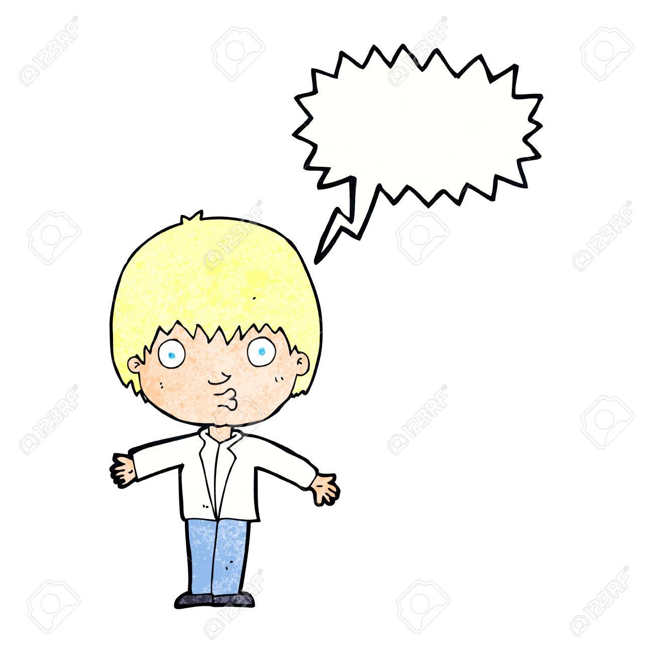 漫画びっくり吹き出しを持つ少年のイラスト素材 ベクタ Image