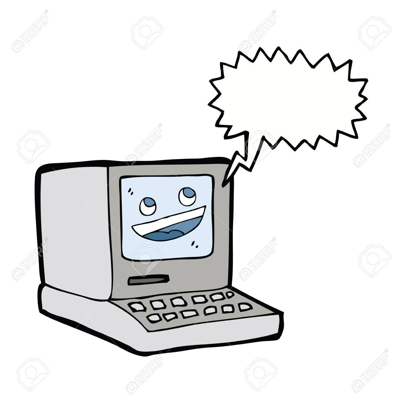 漫画吹き出しで古いコンピューターのイラスト素材 ベクタ Image 漫画吹き出しで古いコンピューターのイラスト素材 ベクタ Image