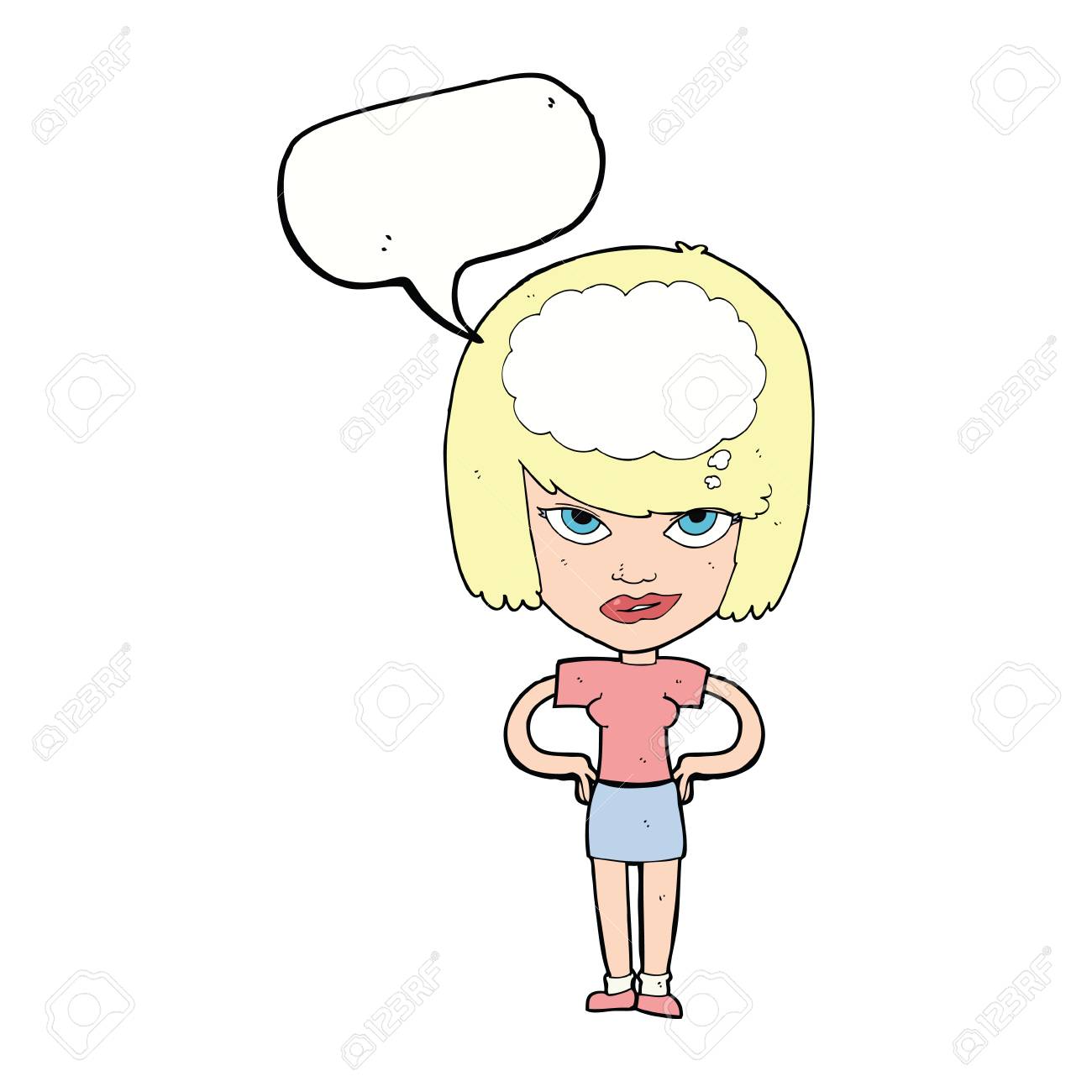吹き出しと考える漫画女のイラスト素材 ベクタ Image 吹き出しと考える漫画女のイラスト素材 ベクタ Image