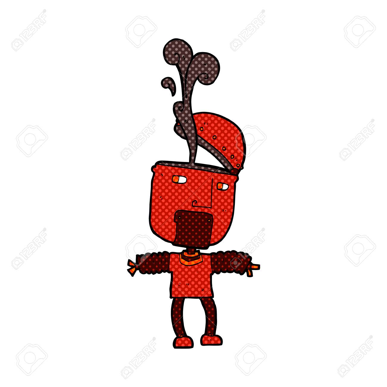 Funny Retro Comic Book Style Cartoon Robot With Open Head Royalty Free Cliparts Vectors And Stock Illustration Image 36344991