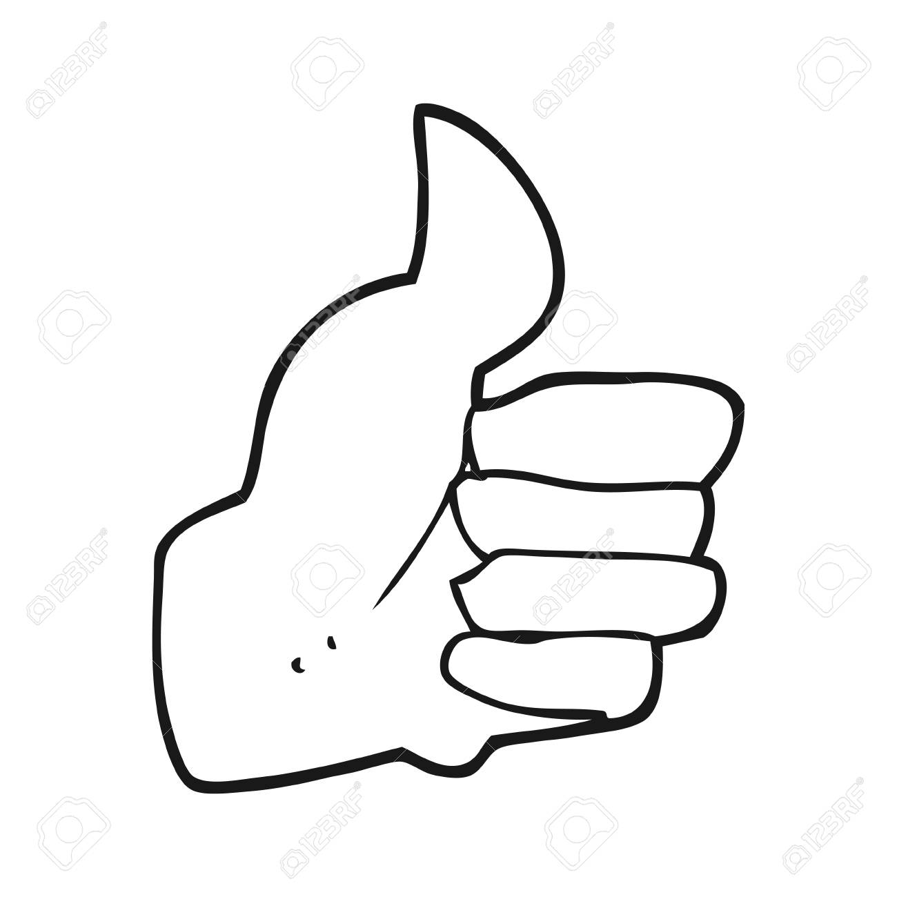 フリーハンド描画の黒と白の漫画親指記号 のイラスト素材 ベクタ Image