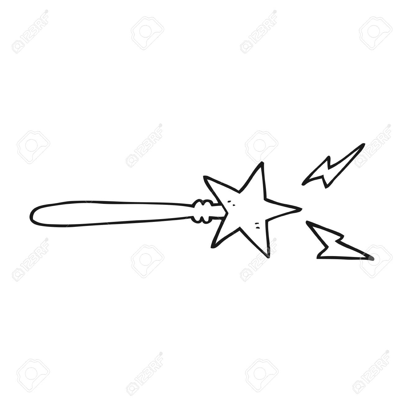 Freihand Gezeichnete Schwarz Weiss Cartoon Zauberstab Lizenzfrei Nutzbare Vektorgrafiken Clip Arts Illustrationen Image 53103903
