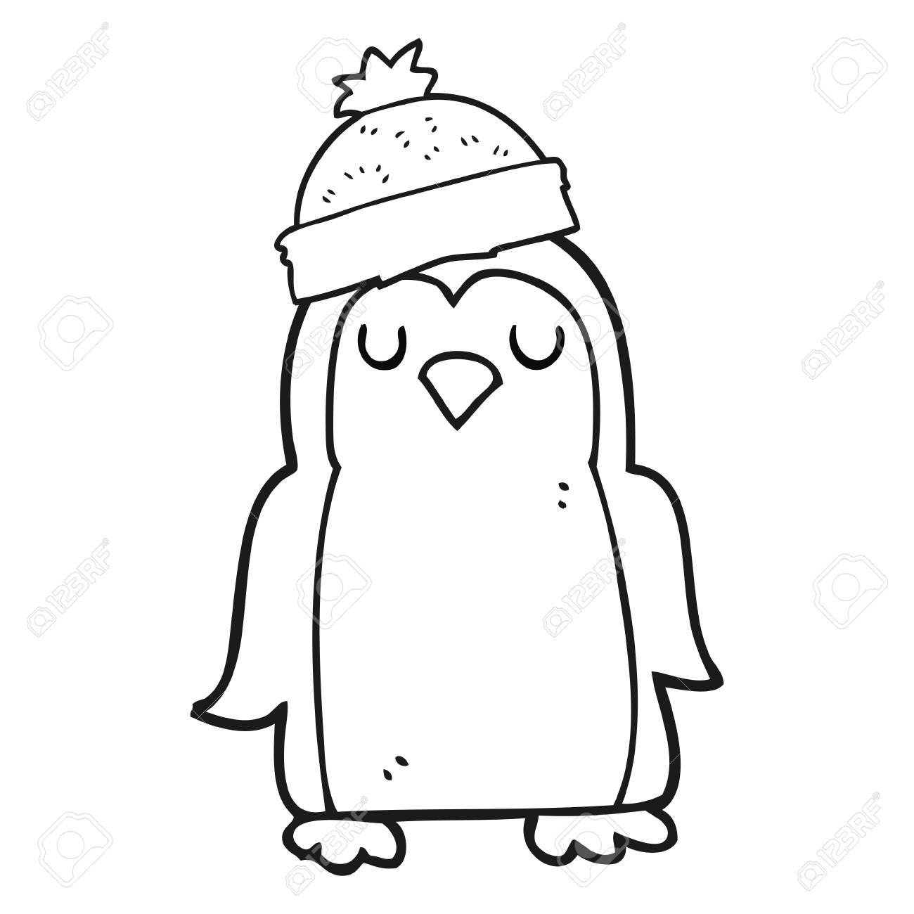 Freihandig Gezeichnet Schwarz Und Weiss Cartoon Pinguin Lizenzfrei Nutzbare Vektorgrafiken Clip Arts Illustrationen Image 53104985