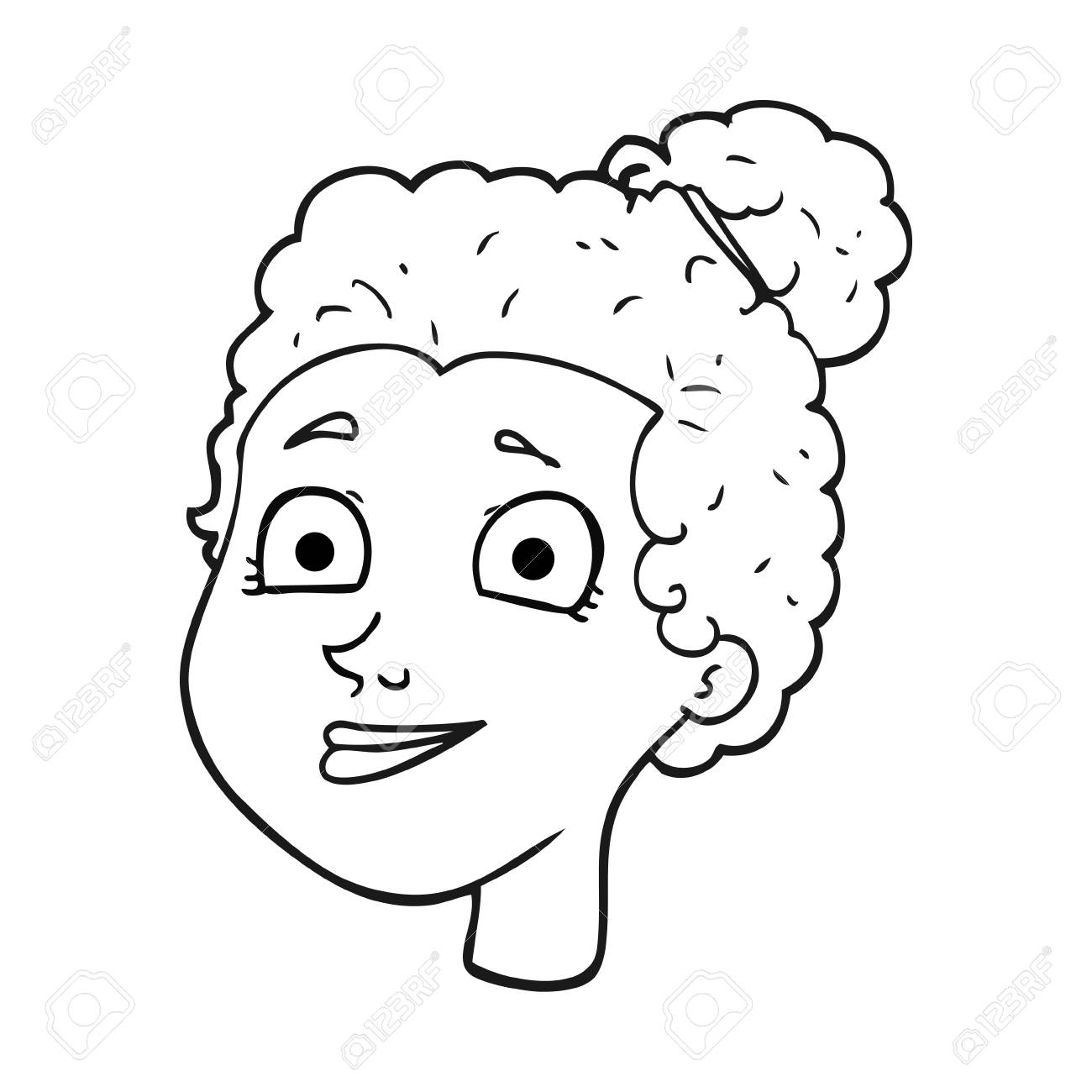 黒と白の漫画の女性の顔をフリーハンド描画のイラスト素材 ベクタ Image