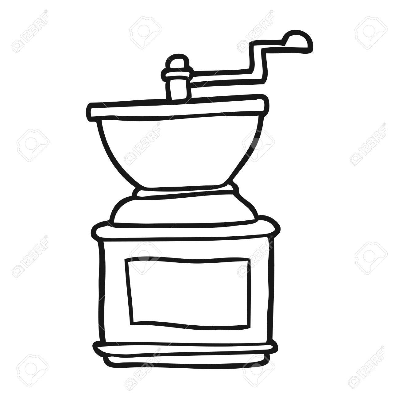 Freehand Drawn Black And White Cartoon Coffee Bean Grinder Stock Vector Freehand Drawn Black And White Cartoon Coffee Bean Grinder Stock Vector