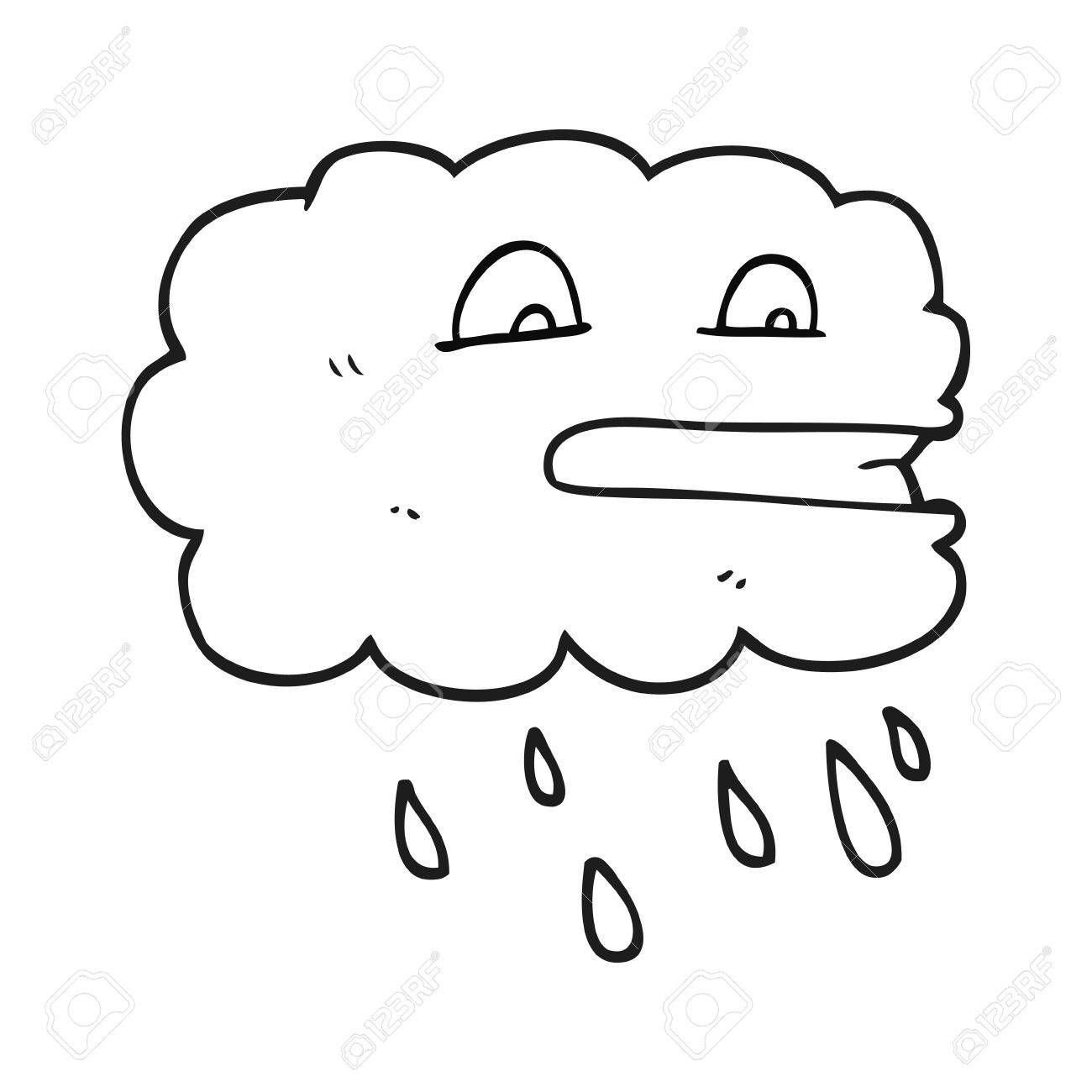 黒と白の漫画雨雲をフリーハンド描画のイラスト素材 ベクタ Image