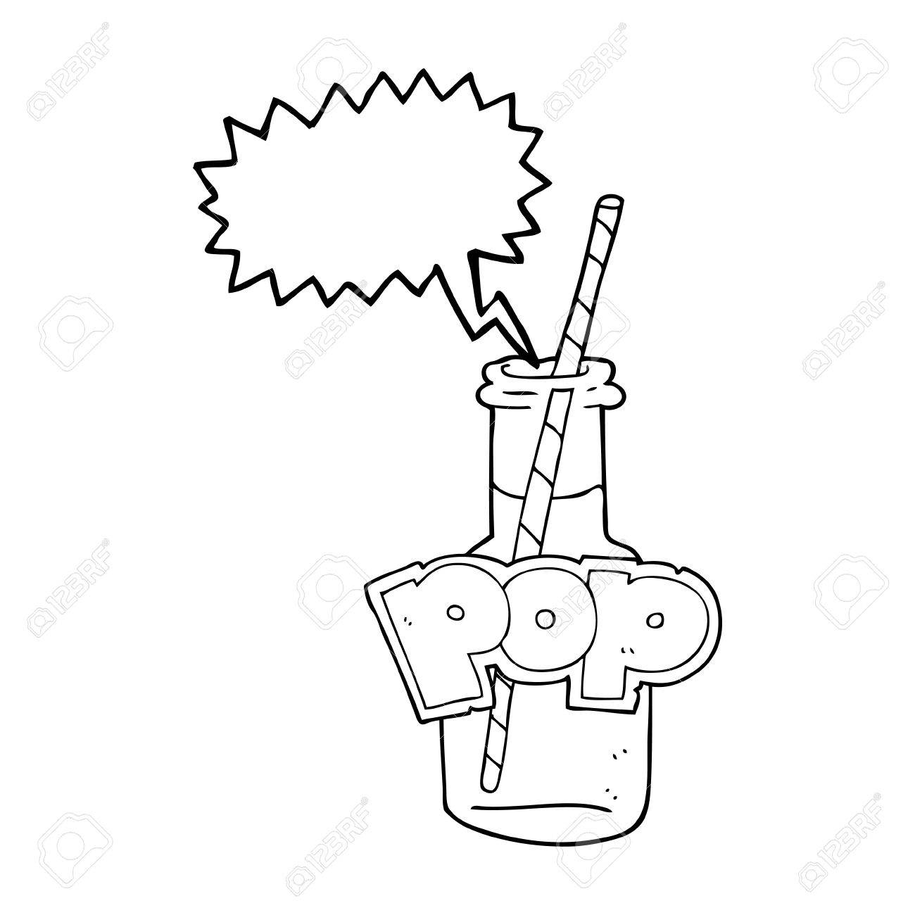 フリーハンド描画音声バブル漫画炭酸飲料ボトルのイラスト素材 ベクタ Image