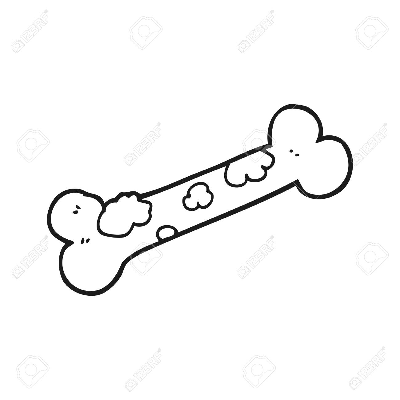黒と白の漫画カビの生えた古い骨をフリーハンド描画 のイラスト素材 ベクタ Image