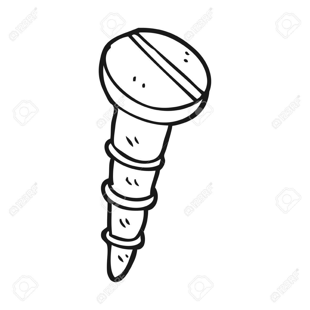 黒と白の漫画ネジをフリーハンド描画のイラスト素材 ベクタ Image