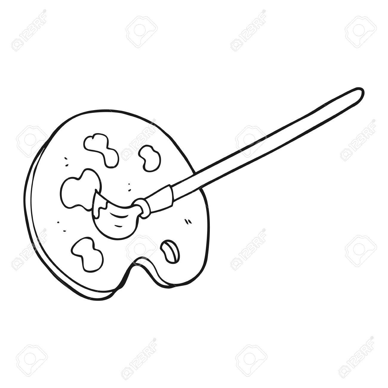 Freehand Drawn Black And White Cartoon Artist Palette Royalty Free