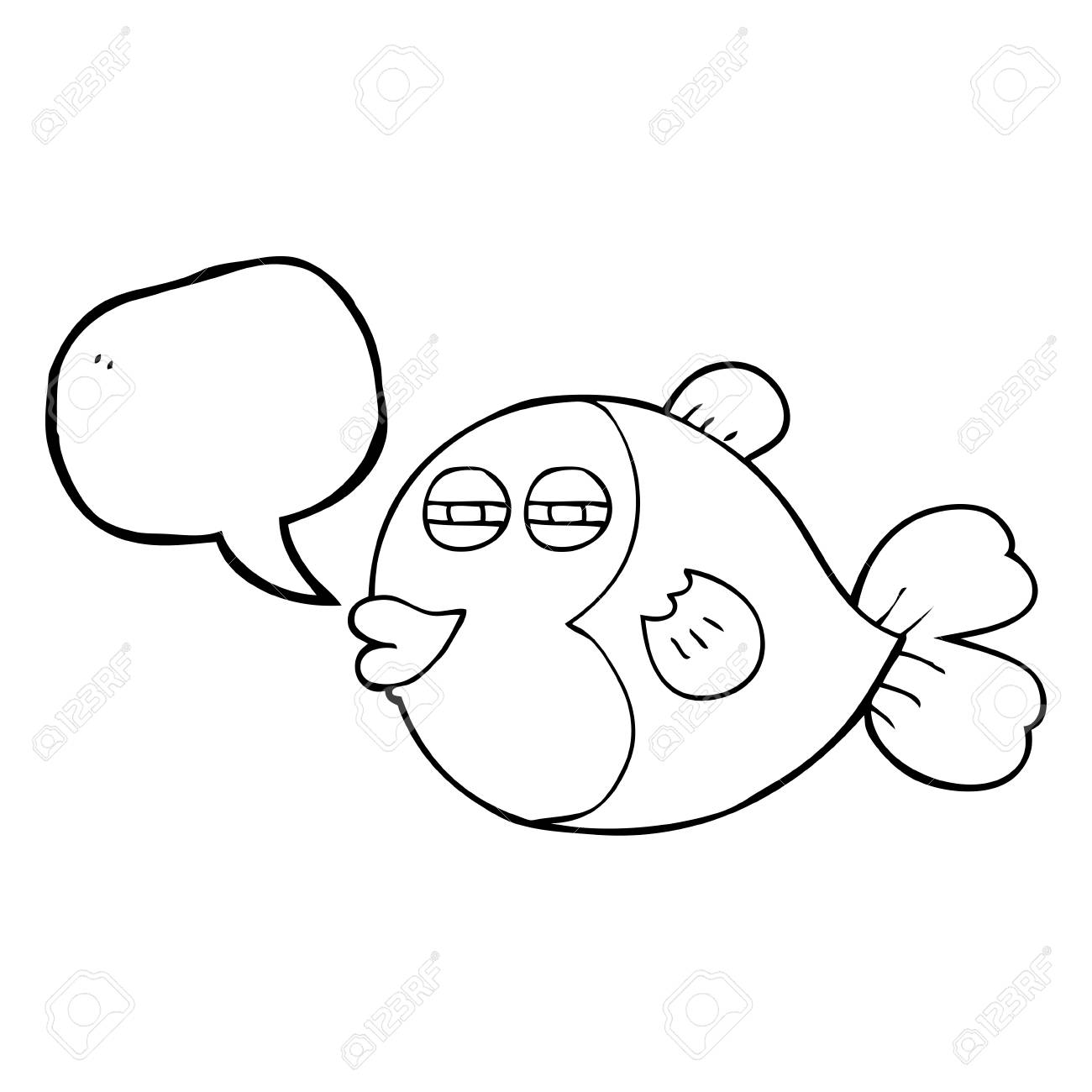 フリーハンド描画音声バブル漫画の魚のイラスト素材 ベクタ Image