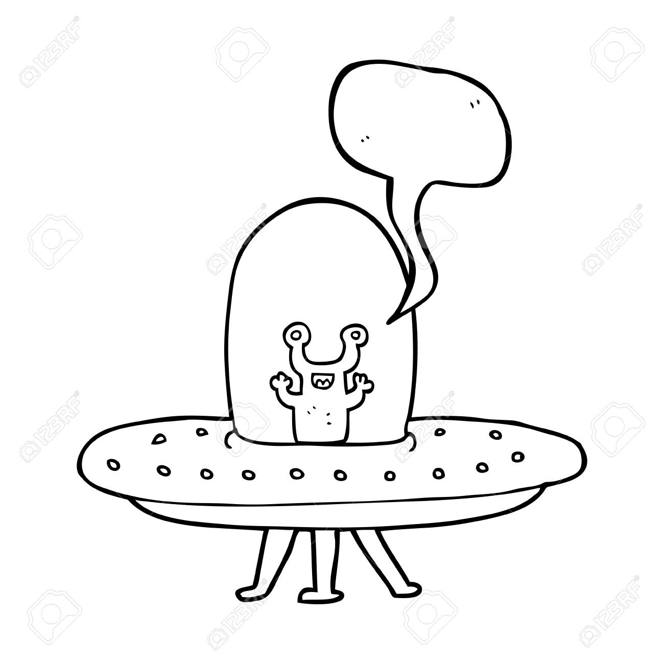 フリーハンド描画音声バブル漫画空飛ぶ円盤のイラスト素材 ベクタ Image