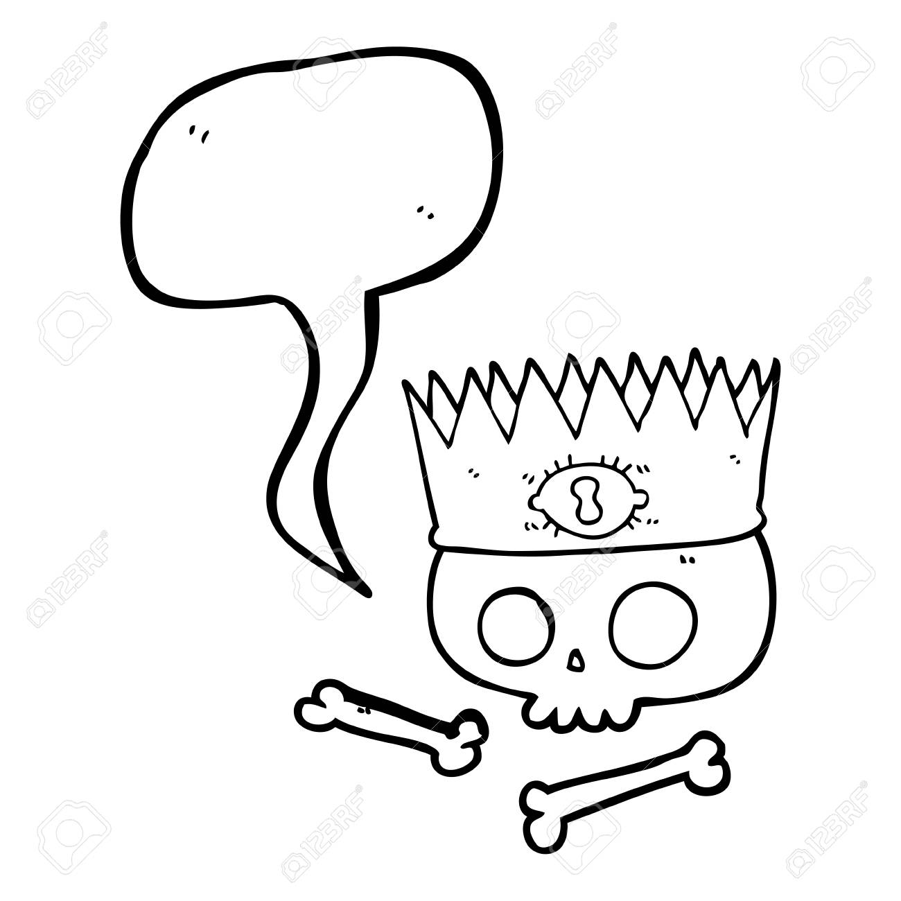 フリーハンド オールド スカルに音声バブル漫画魔法の王冠を描かれました のイラスト素材 ベクタ Image フリーハンド オールド スカルに音声バブル漫画魔法の王冠を描かれました のイラスト素材 ベクタ Image
