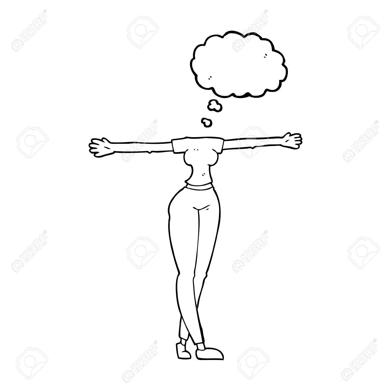 フリーハンド描画思想バブルは広い腕と女性の身体を漫画のイラスト素材 ベクタ Image フリーハンド描画思想バブルは広い腕と女性の身体を漫画のイラスト素材 ベクタ Image