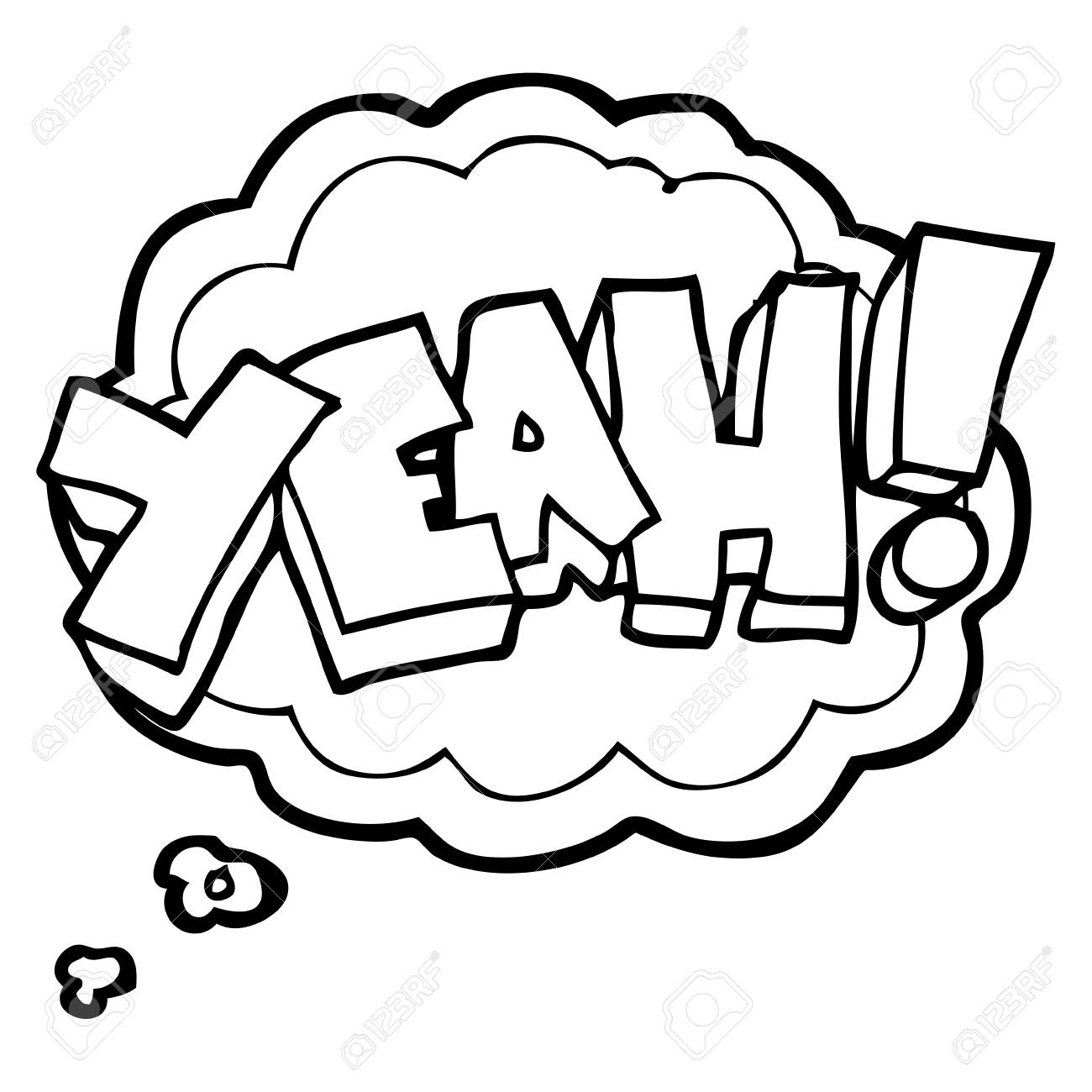 うん フリーハンド描画思想バブル漫画コメントのイラスト素材 ベクタ Image