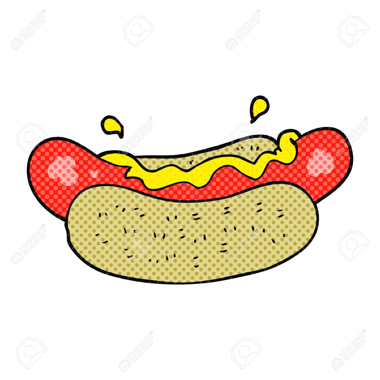 フリーハンドの描画漫画ホットドッグのイラスト素材 ベクタ Image