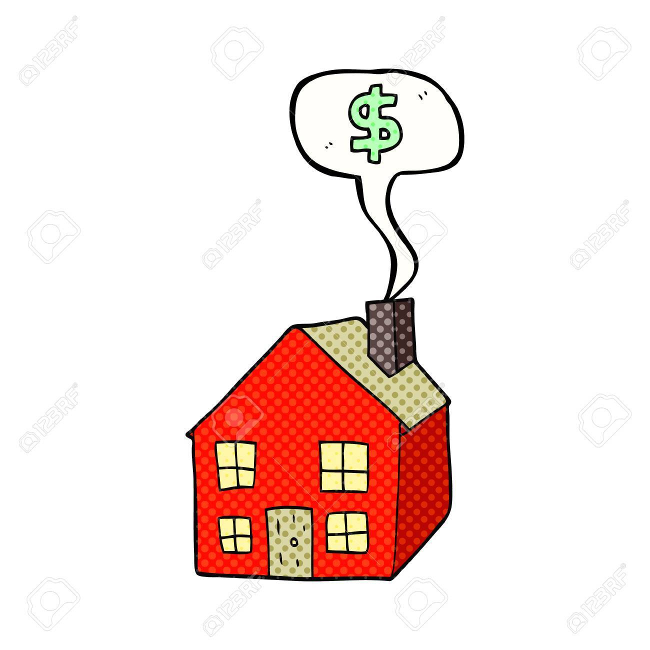 住宅市場フリーハンド描画漫画本音声バブル漫画のイラスト素材 ベクタ Image