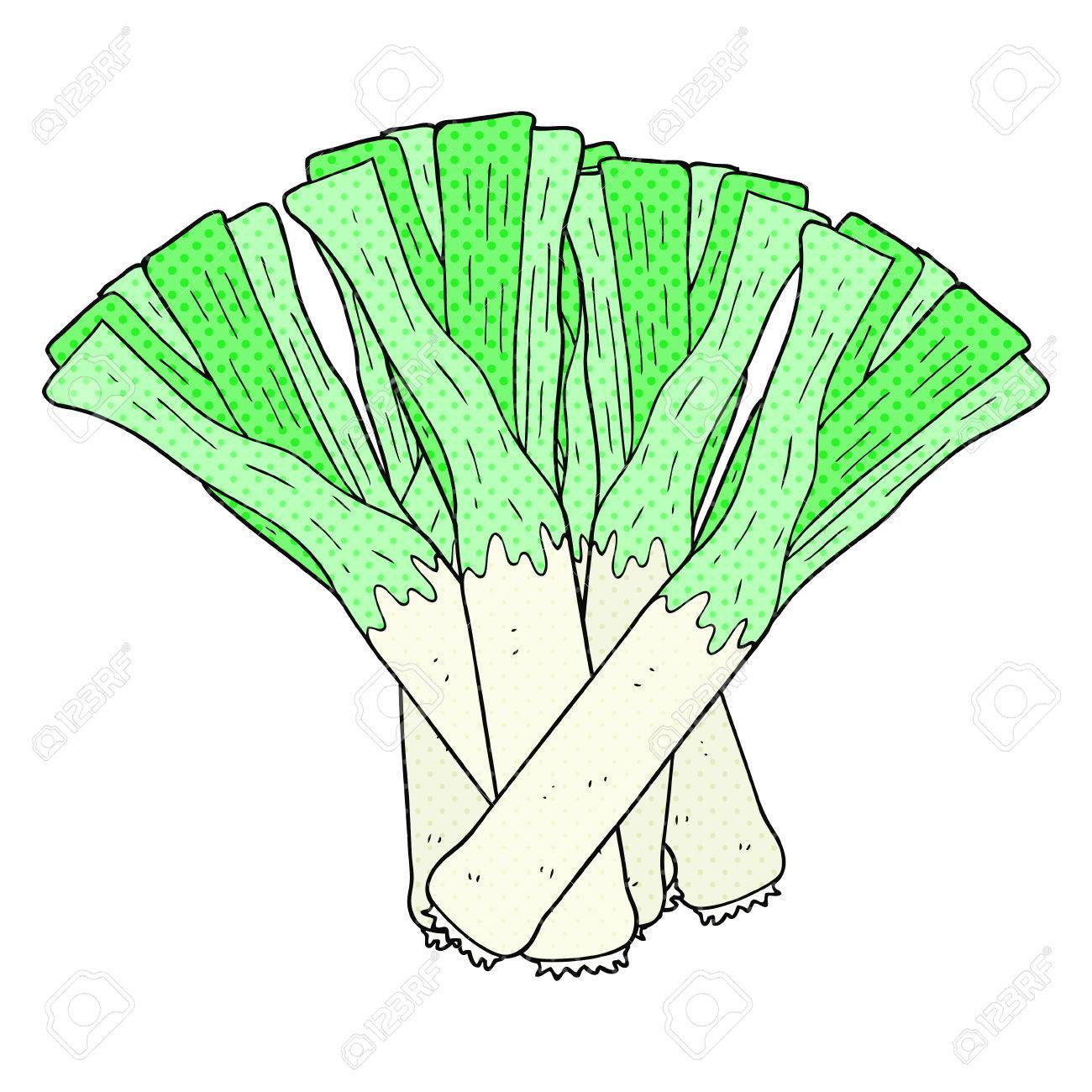 コミック スタイル漫画ネギをフリーハンド描画のイラスト素材 ベクタ Image