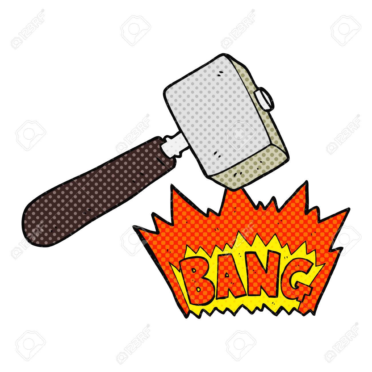 Freehand Drawn Comic Book Style Mallet Banging Royalty Free Cliparts, And Stock Illustration. 53473587.