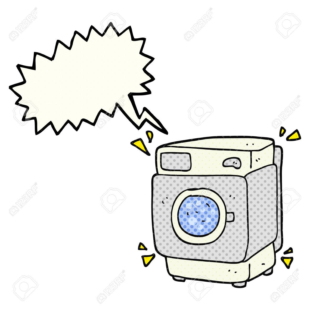 洗濯機をゴロゴロ コミック音声バブル漫画をフリーハンド描画のイラスト素材 ベクタ Image