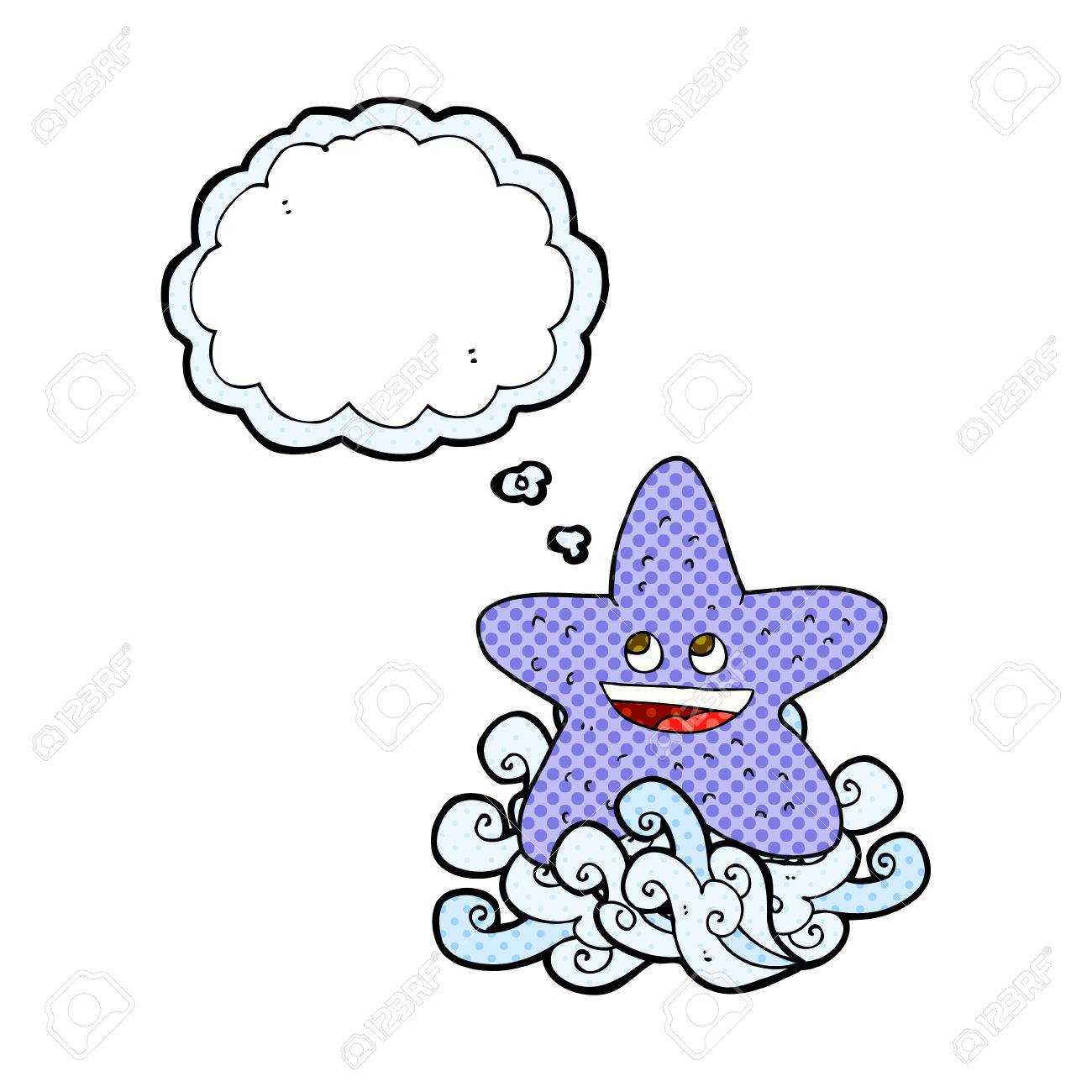 フリーハンド描画思想バブル漫画ヒトデのイラスト素材 ベクタ Image