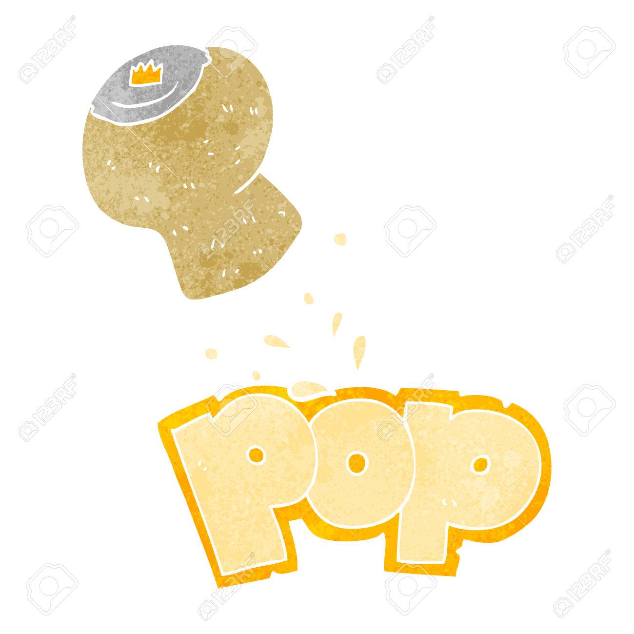 Freehand Retro Cartoon Champagne Cork Popping Royalty Free