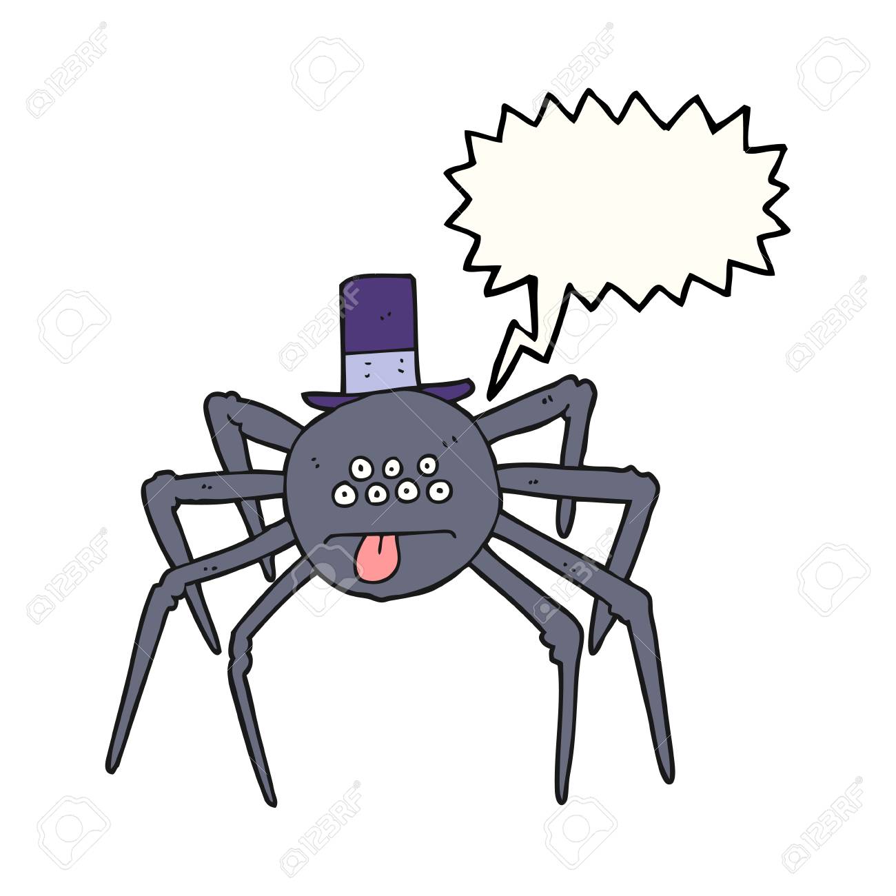 フリーハンド描画吹き出し漫画シルクハットのハロウィーン クモのイラスト素材 ベクタ Image
