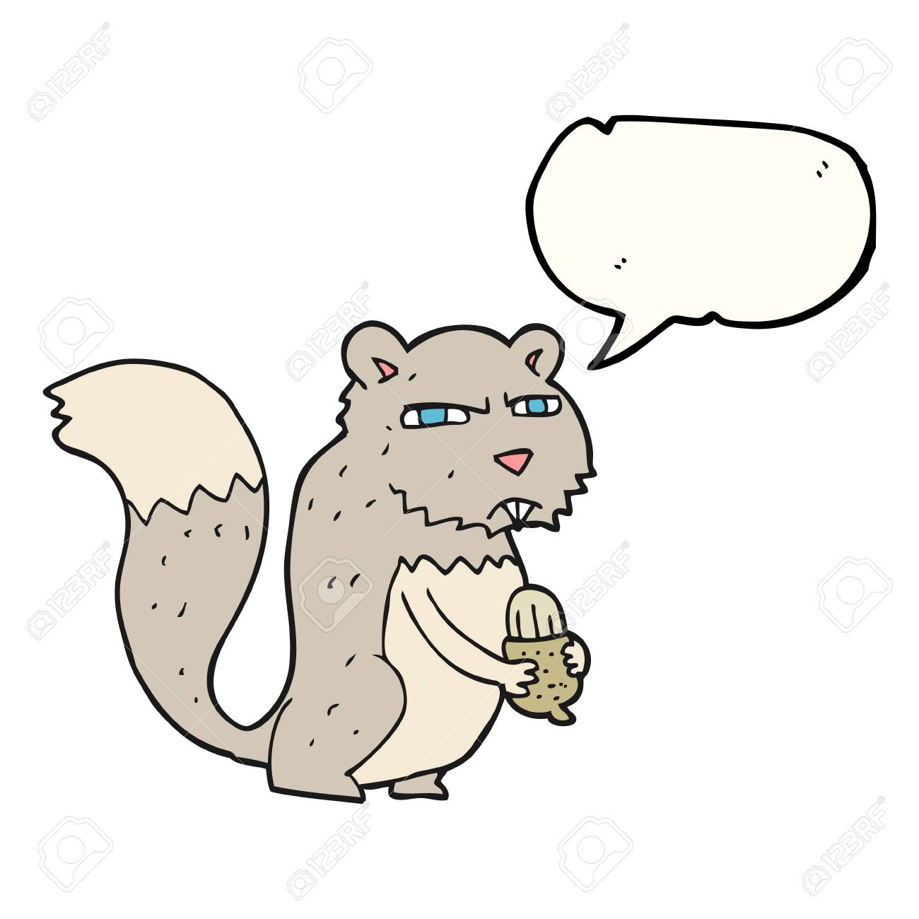 フリーハンド描画吹き出し漫画ナットと怒っているリスのイラスト素材 ベクタ Image