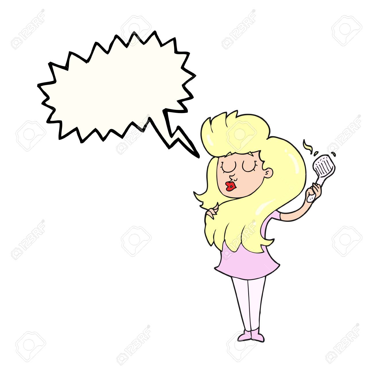 Cartoon Frau Freihandig Gezeichnet Sprechblase Haare Bursten Lizenzfrei Nutzbare Vektorgrafiken Clip Arts Illustrationen Image 53759627