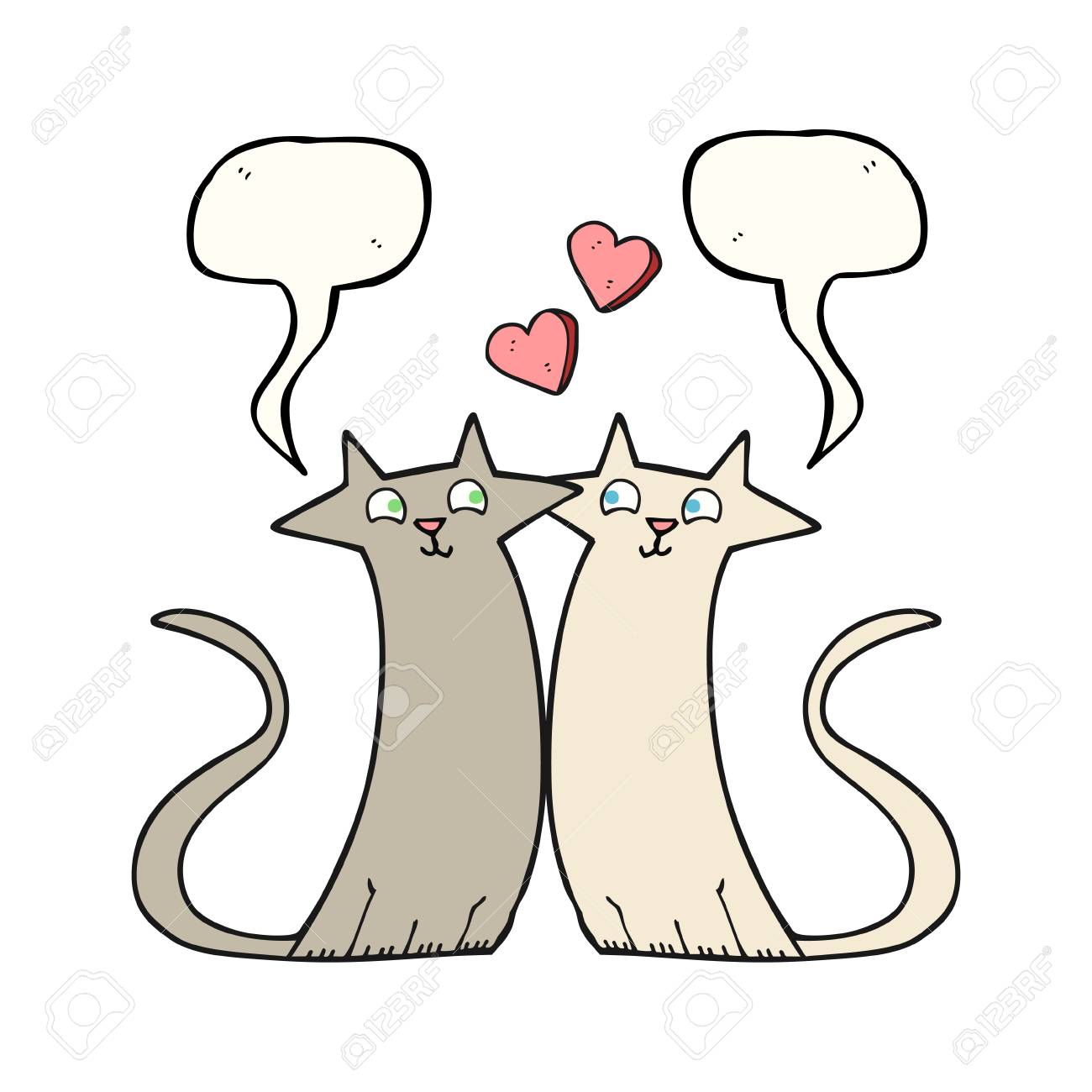 フリーハンド描画音声バブル漫画猫恋のイラスト素材 ベクタ Image