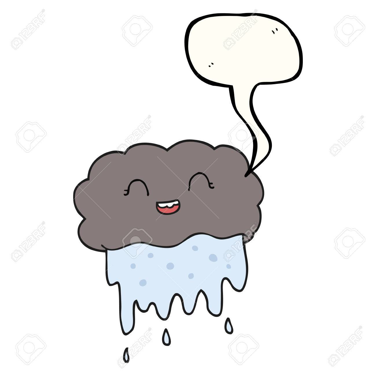 フリーハンド描画音声バブル漫画雨の雲のイラスト素材 ベクタ Image